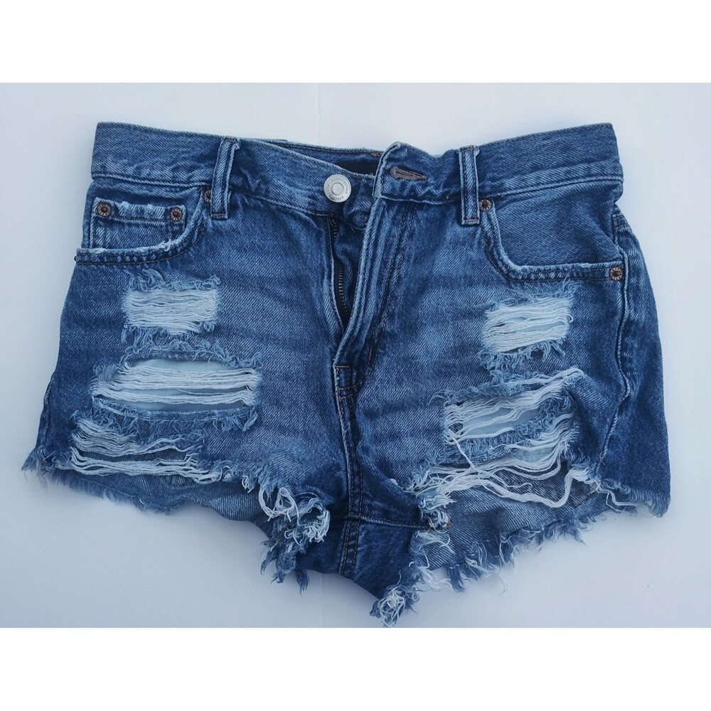 Aeropostale Vintage High Rise Shorty Distressed Denim Jean Shorts Size 0